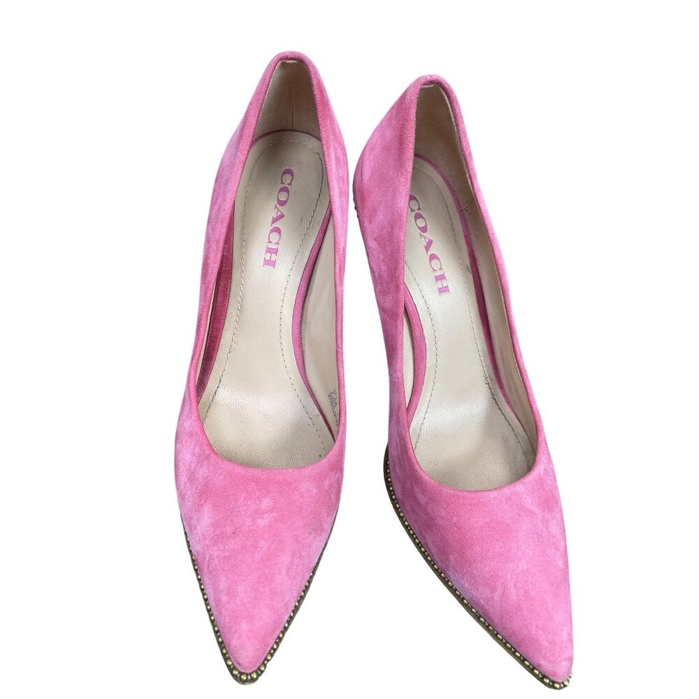 Coach Womans Pink Suede Beaded Trim 3.5" Heels Size 7.5B SKU 9494 - Picture 7 of 16